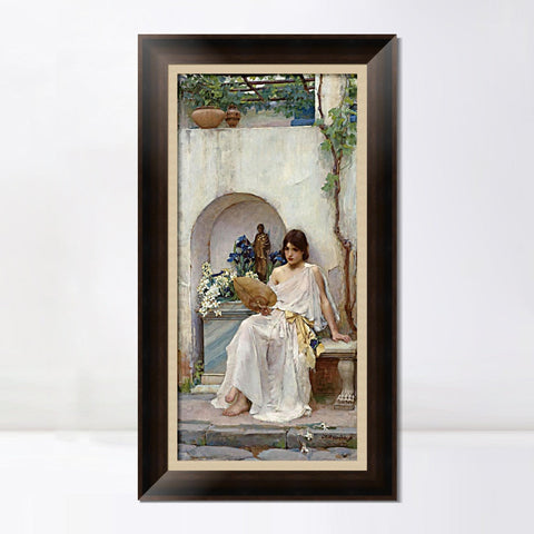 INVIN ART Framed Canvas Art Giclee Print Flora by John William Waterhouse Wall Art Living Room Home Office Decorations
