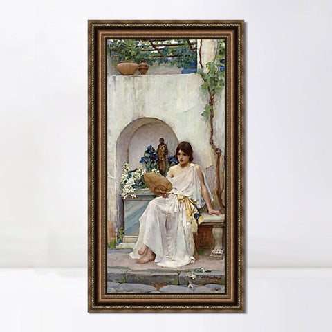 INVIN ART Framed Canvas Art Giclee Print Flora by John William Waterhouse Wall Art Living Room Home Office Decorations