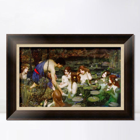 INVIN ART Framed Canvas Art Giclee Print Hylas and The Nymphs,1896 by John William Waterhouse Wall Art Living Room Home Office Decorations