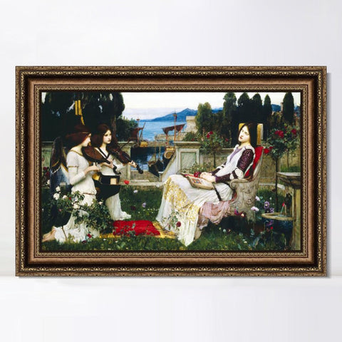 INVIN ART Framed Canvas Art Giclee Print Saint Cecilia 1895 by John William Waterhouse Wall Art Living Room Home Office Decorations