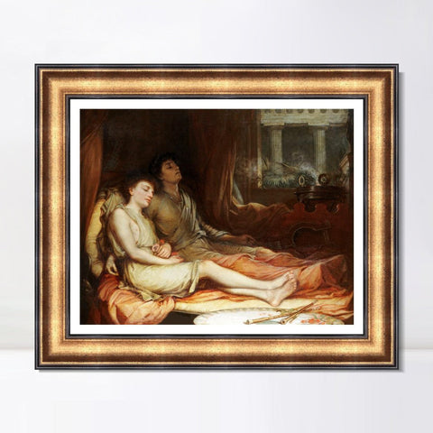 INVIN ART Framed Canvas Art Giclee Print Sleep and His Half-Brother Death 1874 by John William Waterhouse Wall Art Living Room Home Office Decorations