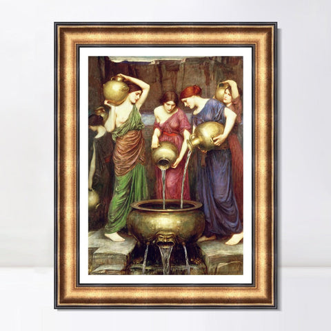 INVIN ART Framed Canvas Art Giclee Print Danaides 1903 by John William Waterhouse Wall Art Living Room Home Office Decorations