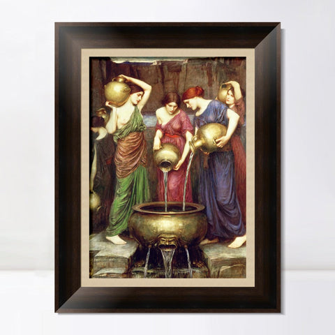 INVIN ART Framed Canvas Art Giclee Print Danaides 1903 by John William Waterhouse Wall Art Living Room Home Office Decorations