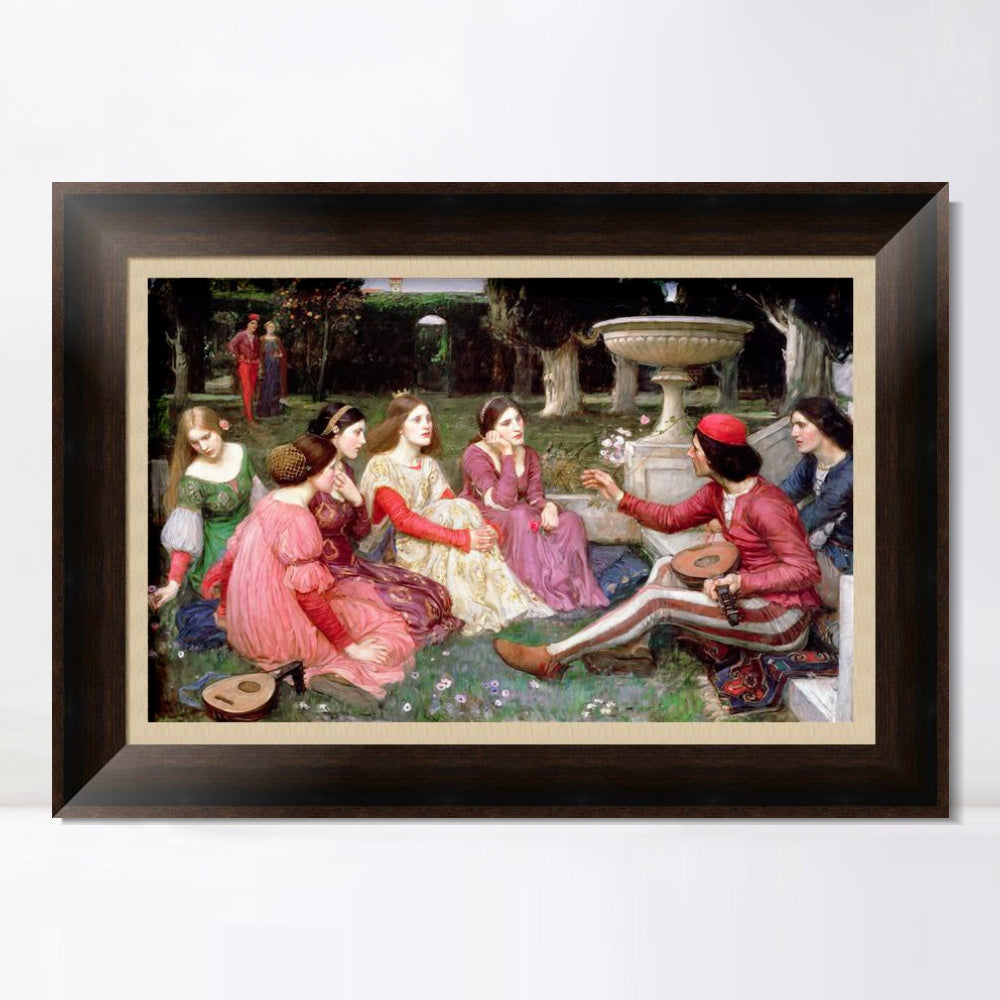 INVIN ART Framed Canvas Art Giclee Print A Tale from the Decameron by John William Waterhouse Wall Art