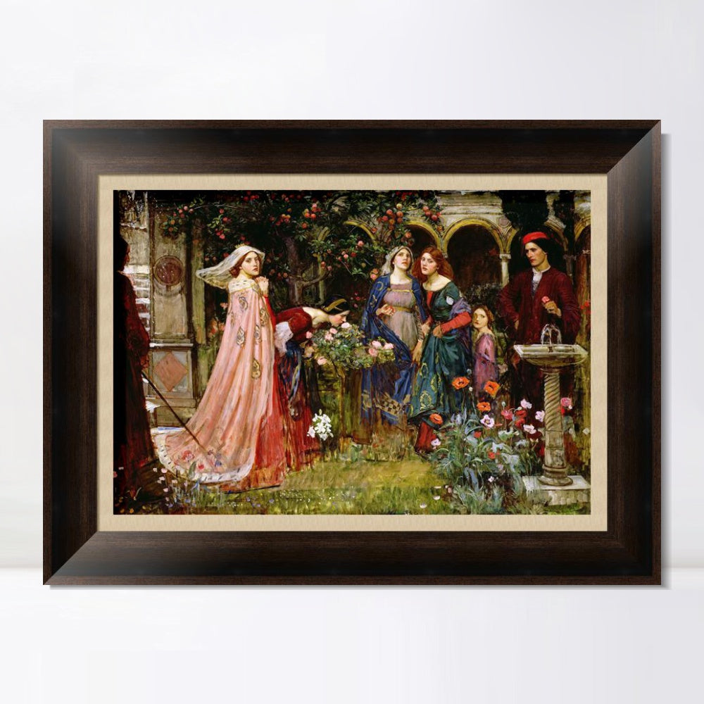 INVIN ART Framed Canvas Art Giclee Print The Enchanted Garden by John William Waterhouse Wall Art