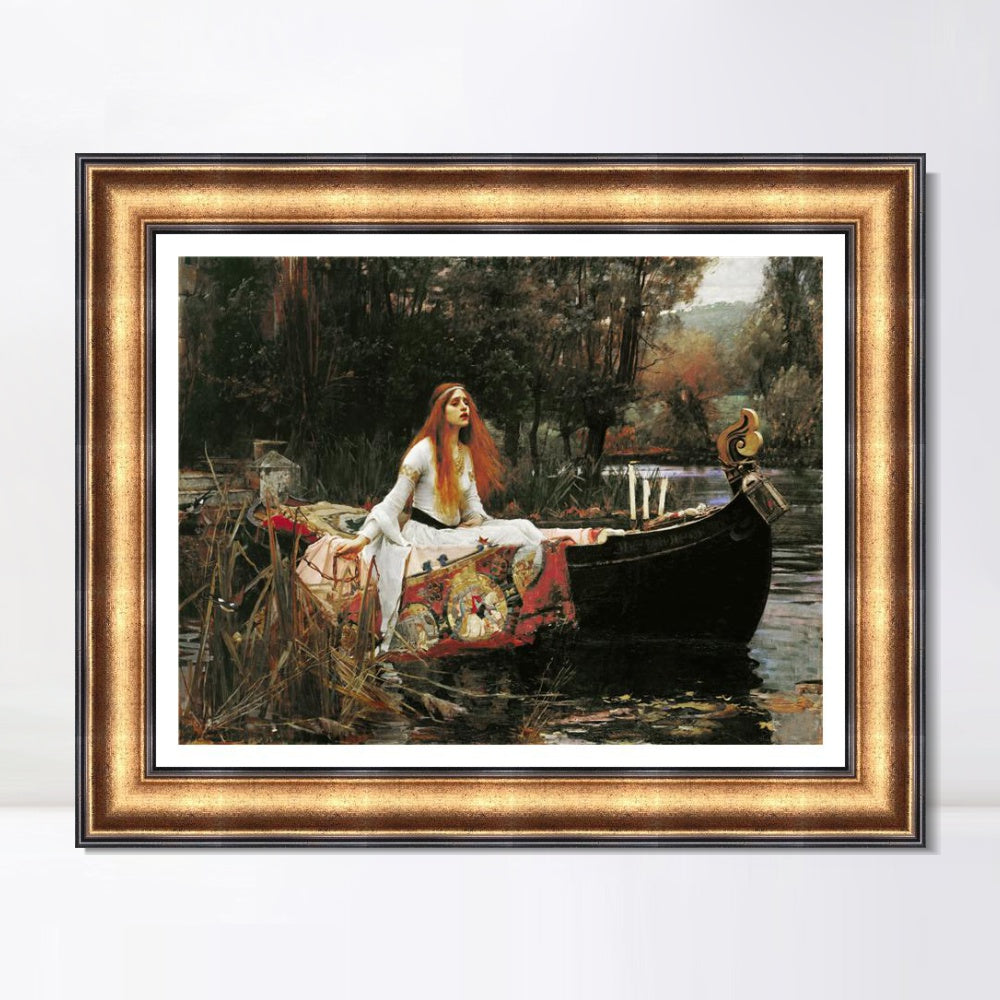 INVIN ART Framed Canvas Art Giclee Print The Lady of Shalott in Boat by John William Waterhouse Wall Art
