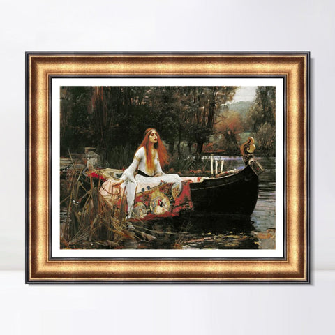 INVIN ART Framed Canvas Art Giclee Print The Lady of Shalott in Boat by John William Waterhouse Wall Art Living Room Home Office Decorations