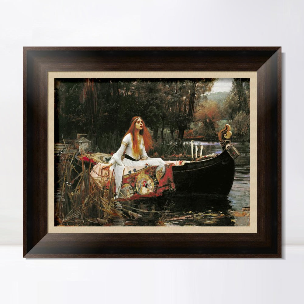 INVIN ART Framed Canvas Art Giclee Print The Lady of Shalott in Boat by John William Waterhouse Wall Art