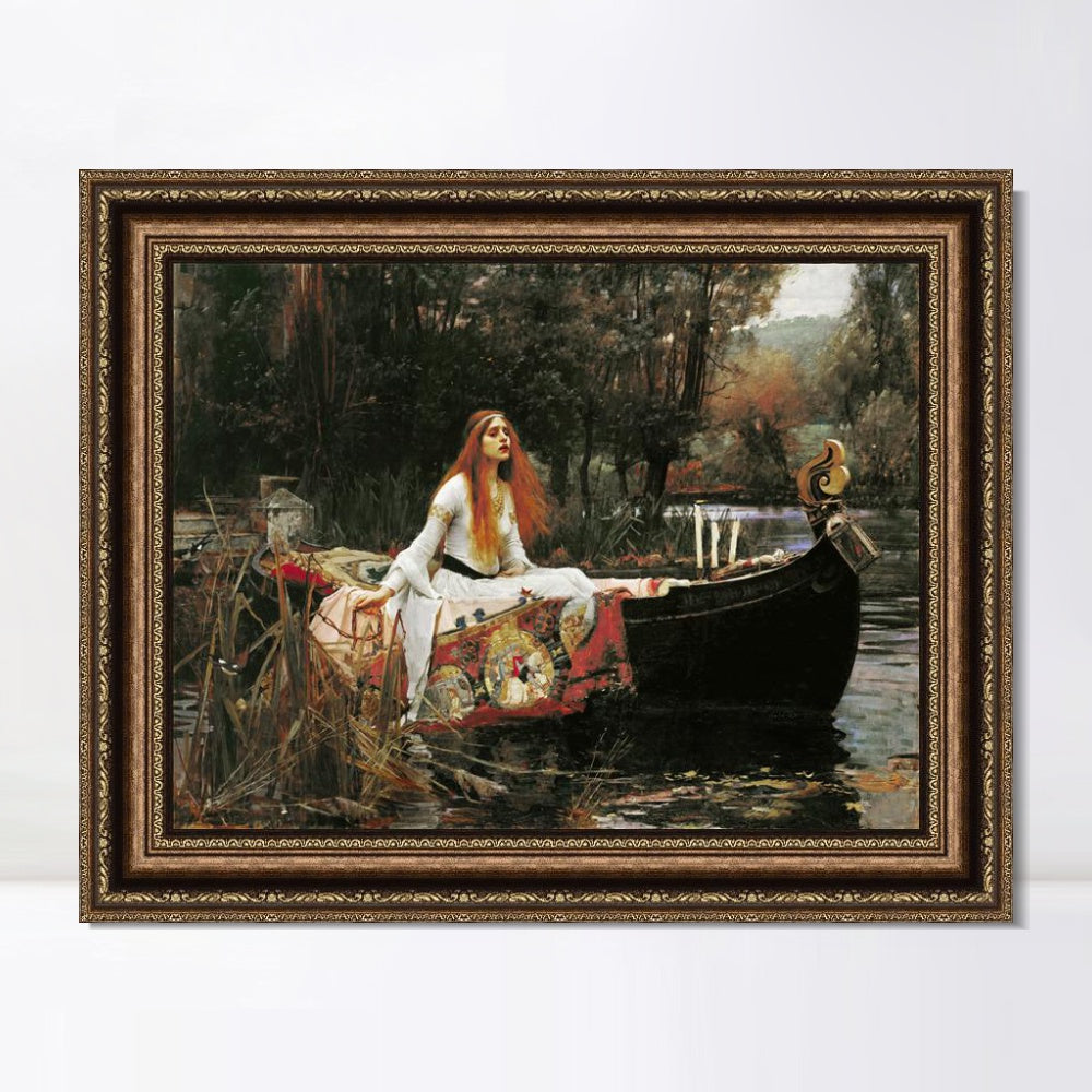 INVIN ART Framed Canvas Art Giclee Print The Lady of Shalott in Boat by John William Waterhouse Wall Art