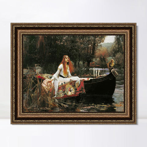 INVIN ART Framed Canvas Art Giclee Print The Lady of Shalott in Boat by John William Waterhouse Wall Art Living Room Home Office Decorations