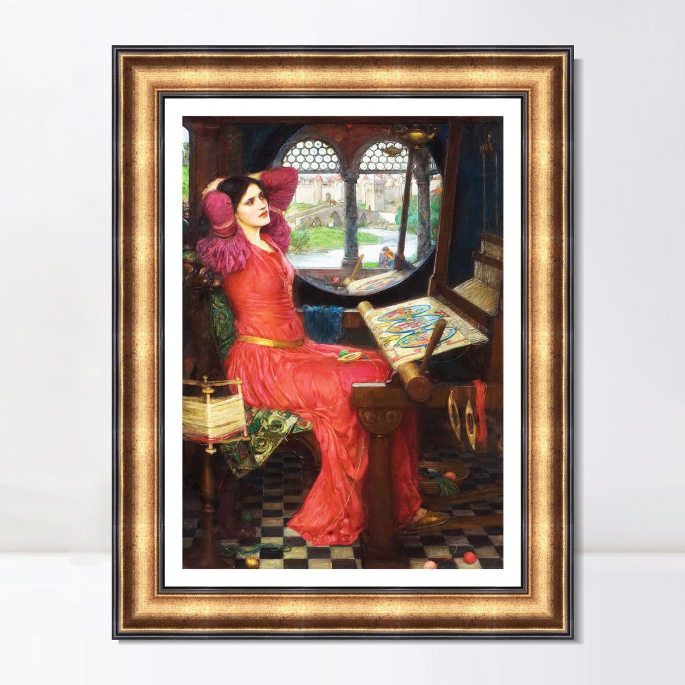 INVIN ART Framed Canvas Art Giclee Print The Lady of Shalott by John William Waterhouse Wall Art