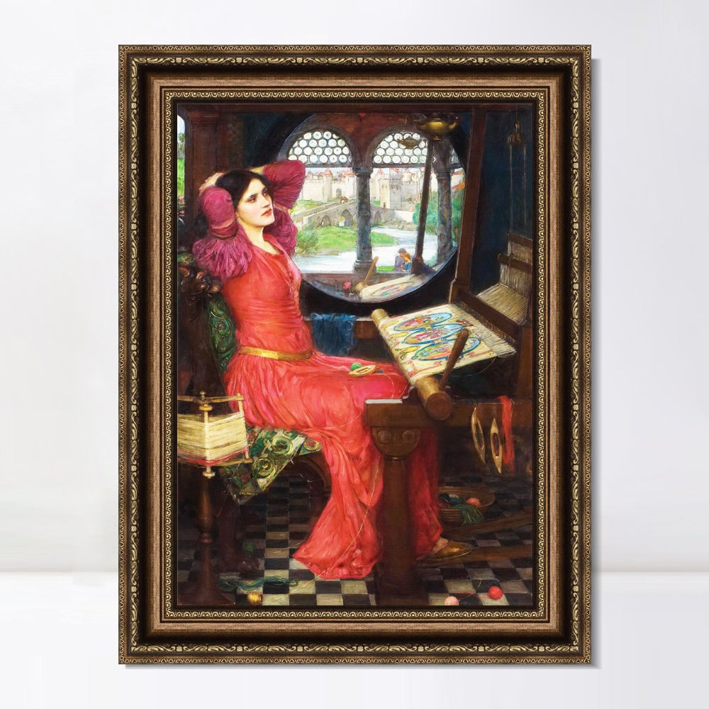 INVIN ART Framed Canvas Art Giclee Print The Lady of Shalott by John William Waterhouse Wall Art
