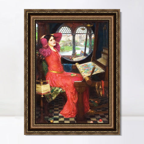 INVIN ART Framed Canvas Art Giclee Print The Lady of Shalott by John William Waterhouse Wall Art Living Room Home Office Decorations