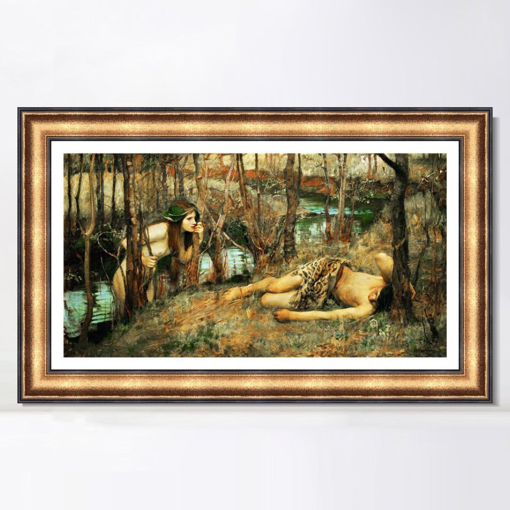 INVIN ART Framed Canvas Art Giclee Print The Naiad by John William Waterhouse Wall Art