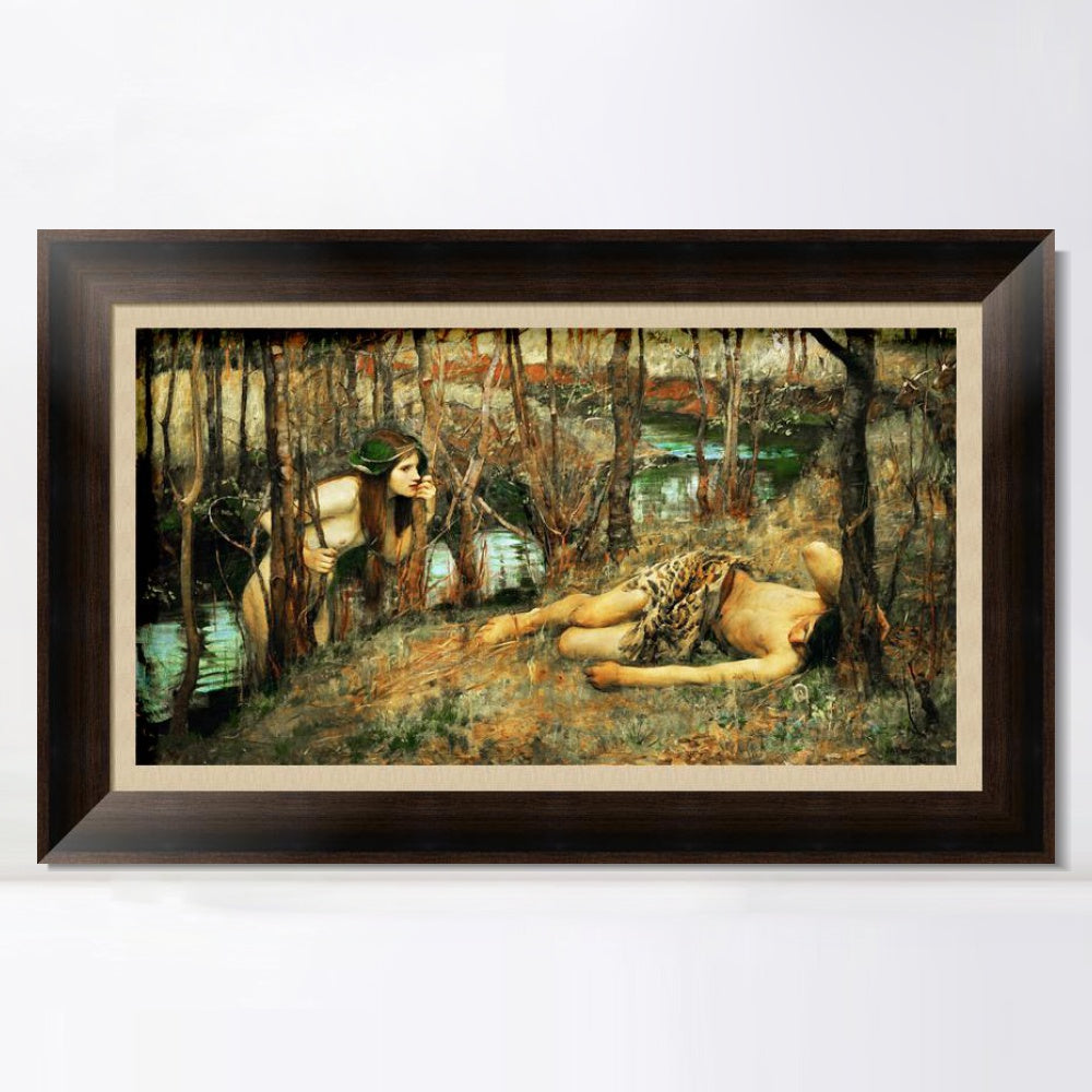 INVIN ART Framed Canvas Art Giclee Print The Naiad by John William Waterhouse Wall Art