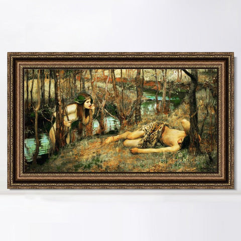 INVIN ART Framed Canvas Art Giclee Print The Naiad by John William Waterhouse Wall Art Living Room Home Office Decorations