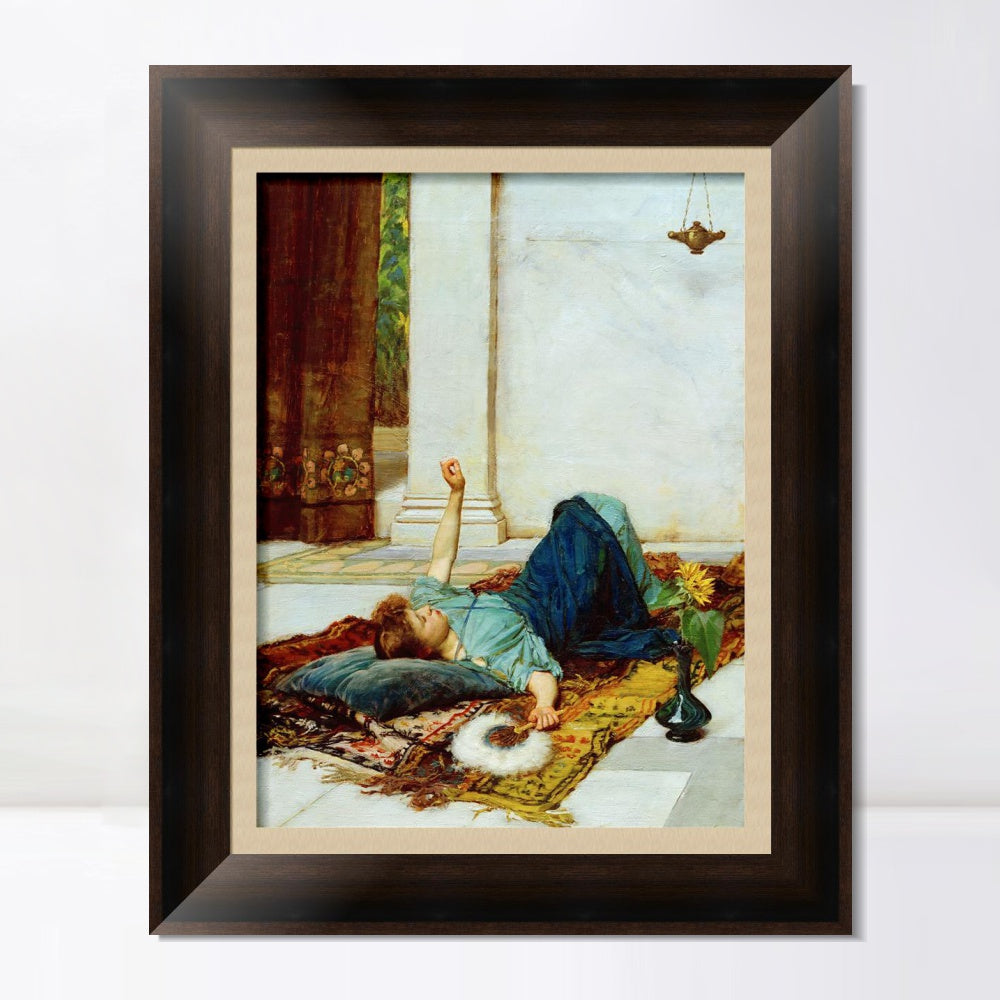 INVIN ART Framed Canvas Art Giclee Print It's Sweet Doing Nothing by John William Waterhouse Wall Art