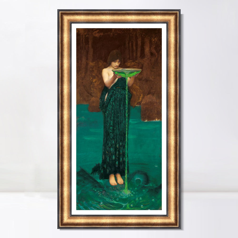 INVIN ART Framed Canvas Art Giclee Print Circe Invidiosa 1892 by John William Waterhouse Wall Art