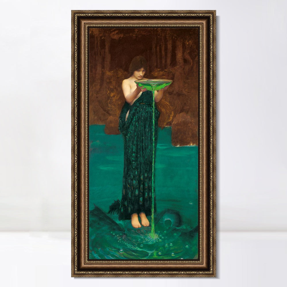 INVIN ART Framed Canvas Art Giclee Print Circe Invidiosa 1892 by John William Waterhouse Wall Art
