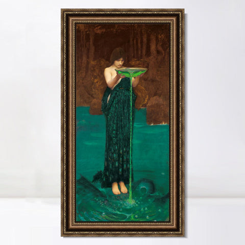 INVIN ART Framed Canvas Art Giclee Print Circe Invidiosa 1892 by John William Waterhouse Wall Art Living Room Home Office Decorations