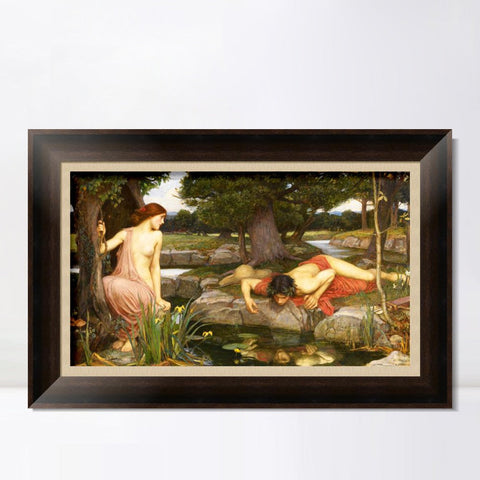 INVIN ART Framed Canvas Art Giclee Print Echo and Narcissus by John William Waterhouse Wall Art Living Room Home Office Decorations