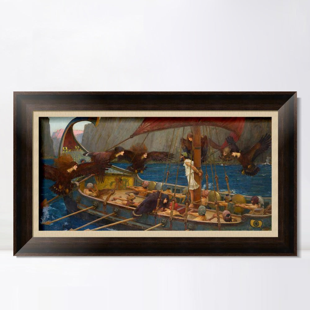 INVIN ART Framed Canvas Art Giclee Print Ulysses and The Sirens 1891 by John William Waterhouse Wall Art