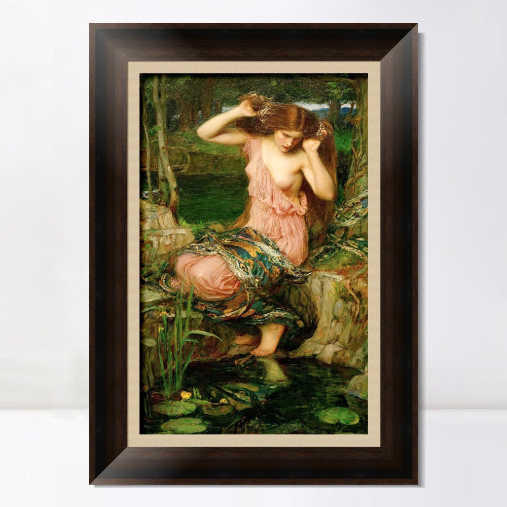 INVIN ART Framed Canvas Art Giclee Print Lamia by John William Waterhouse Wall Art