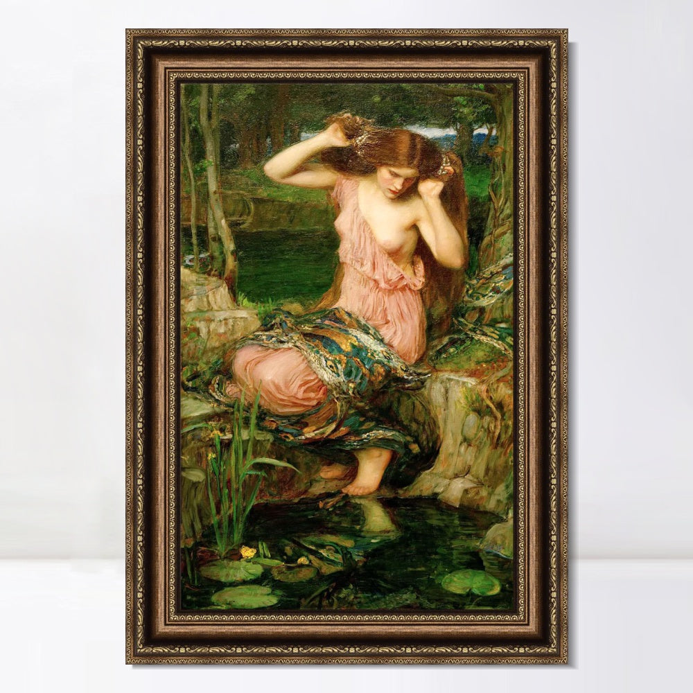 INVIN ART Framed Canvas Art Giclee Print Lamia by John William Waterhouse Wall Art