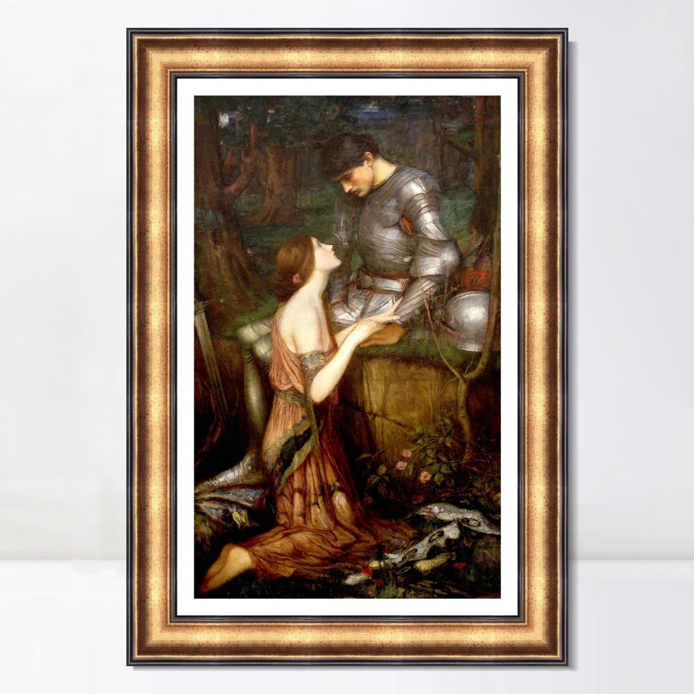 INVIN ART Framed Canvas Art Giclee Print Lamia and the Soldier by John William Waterhouse Wall Art
