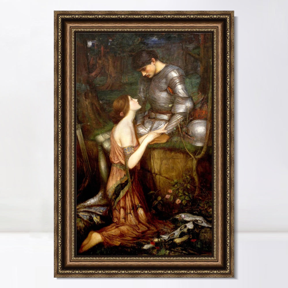 INVIN ART Framed Canvas Art Giclee Print Lamia and the Soldier by John William Waterhouse Wall Art