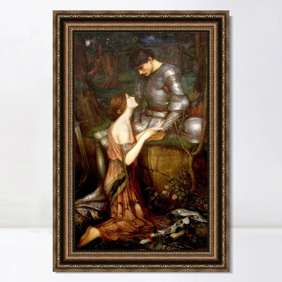 INVIN ART Framed Canvas Art Giclee Print Lamia and the Soldier by John William Waterhouse Wall Art