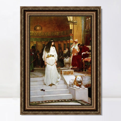 INVIN ART Framed Canvas Art Giclee Print Mariamne Leaving The Judgement Seat of Herod by John William Waterhouse Wall Art Living Room Home Office Decorations