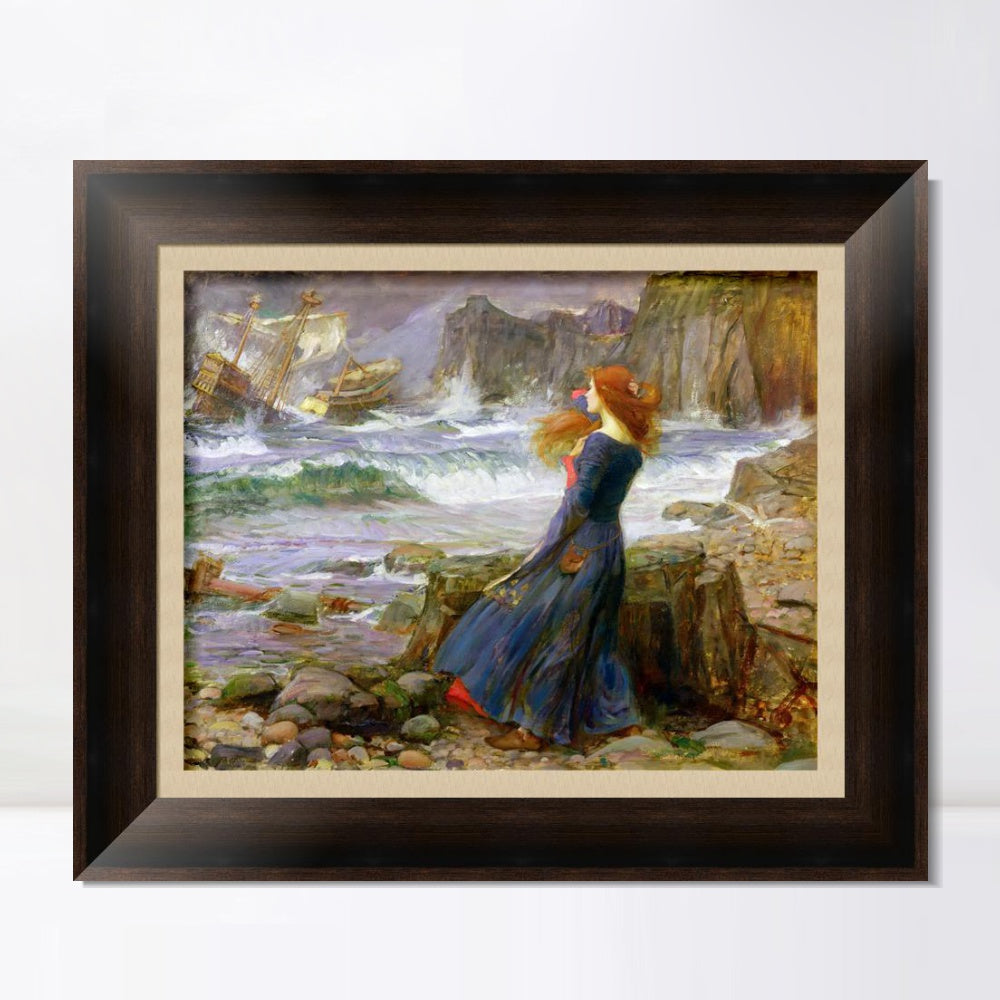 INVIN ART Framed Canvas Art Giclee Print The Tempest by John William Waterhouse Wall Art
