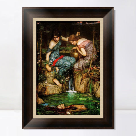 INVIN ART Framed Canvas Art Giclee Print Nymphs Finding The Head of Orpheus by John William Waterhouse Wall Art Living Room Home Office Decorations
