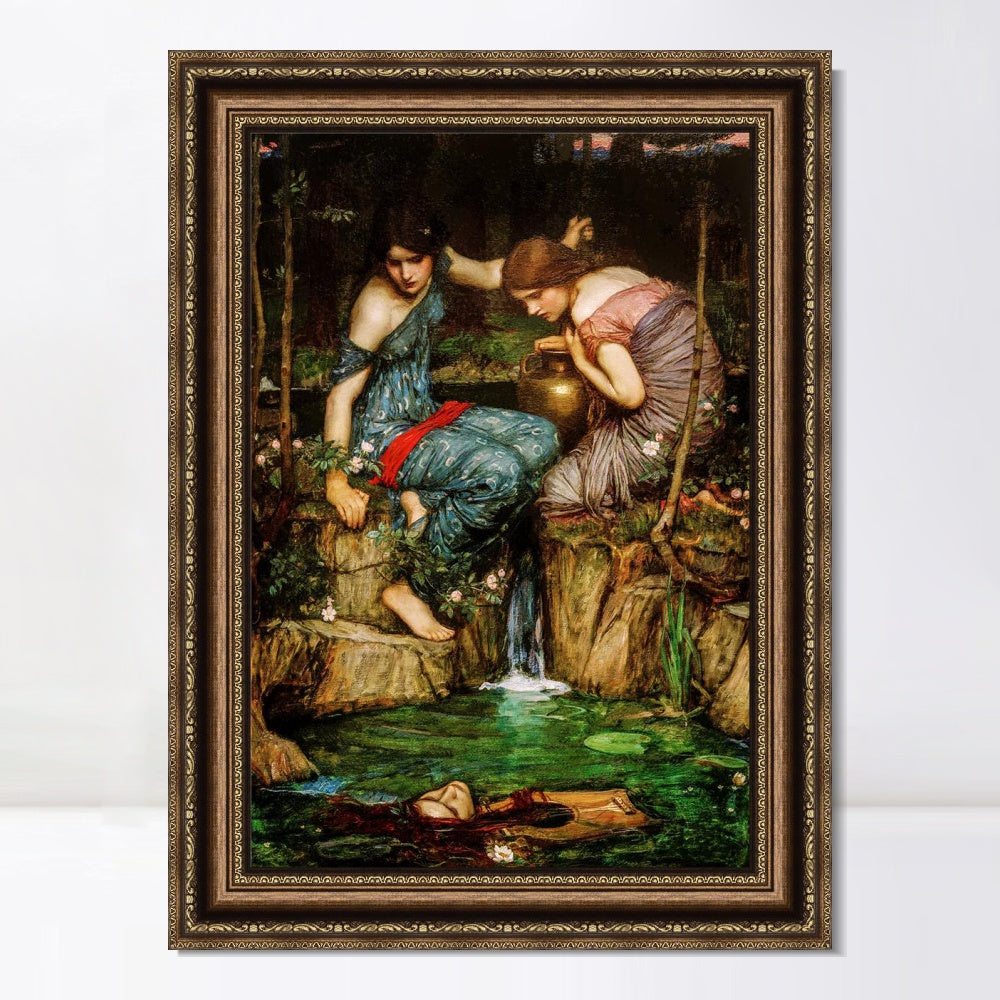 INVIN ART Framed Canvas Art Giclee Print Nymphs Finding The Head of Orpheus by John William Waterhouse Wall Art