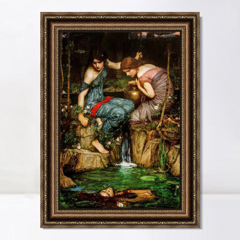 INVIN ART Framed Canvas Art Giclee Print Nymphs Finding The Head of Orpheus by John William Waterhouse Wall Art Living Room Home Office Decorations