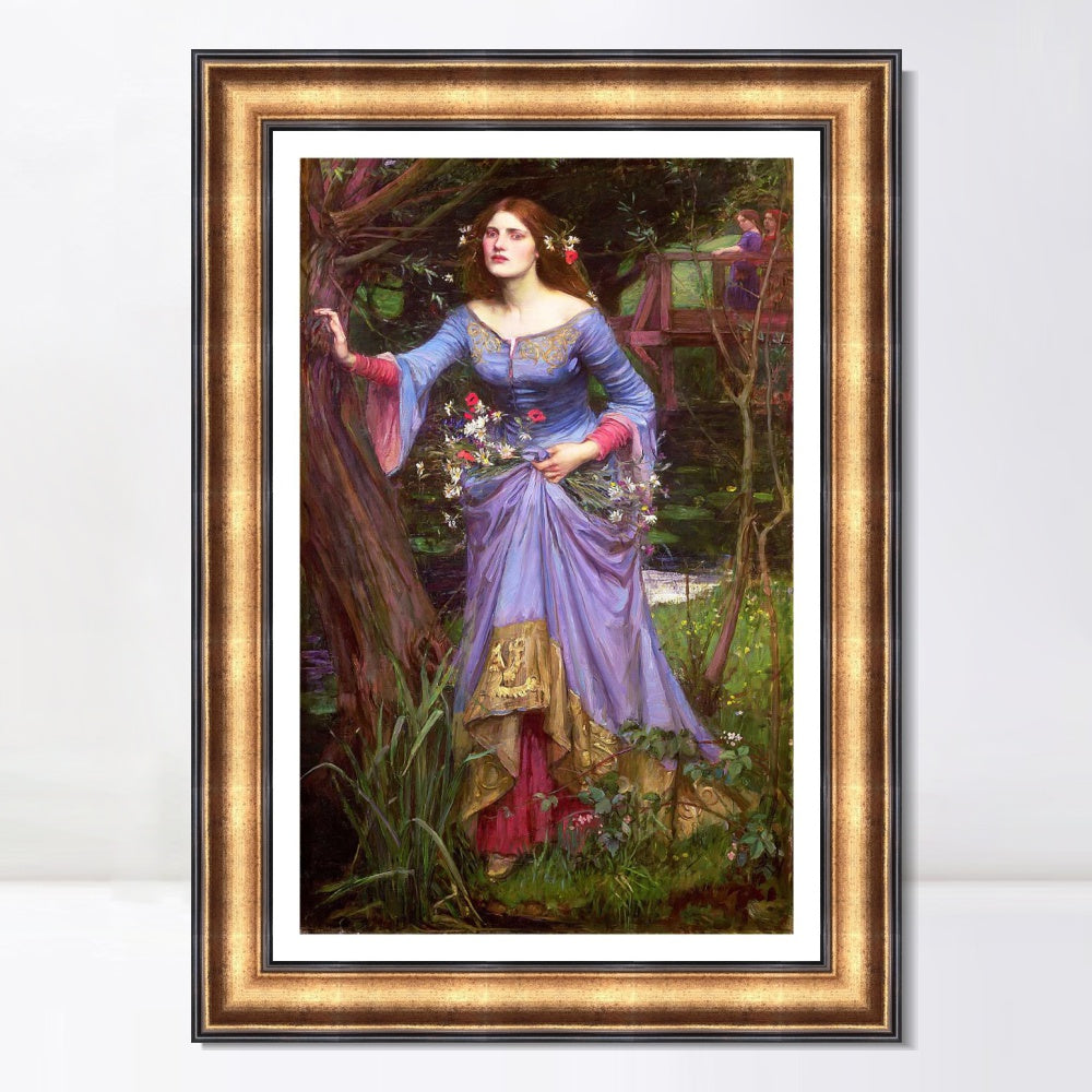INVIN ART Framed Canvas Art Giclee Print Ophelia by John William Waterhouse Wall Art