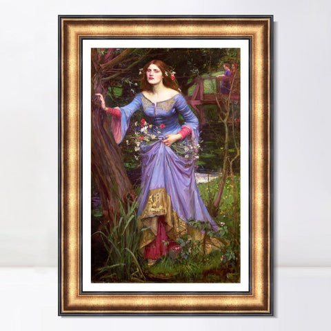 INVIN ART Framed Canvas Art Giclee Print Ophelia by John William Waterhouse Wall Art Living Room Home Office Decorations