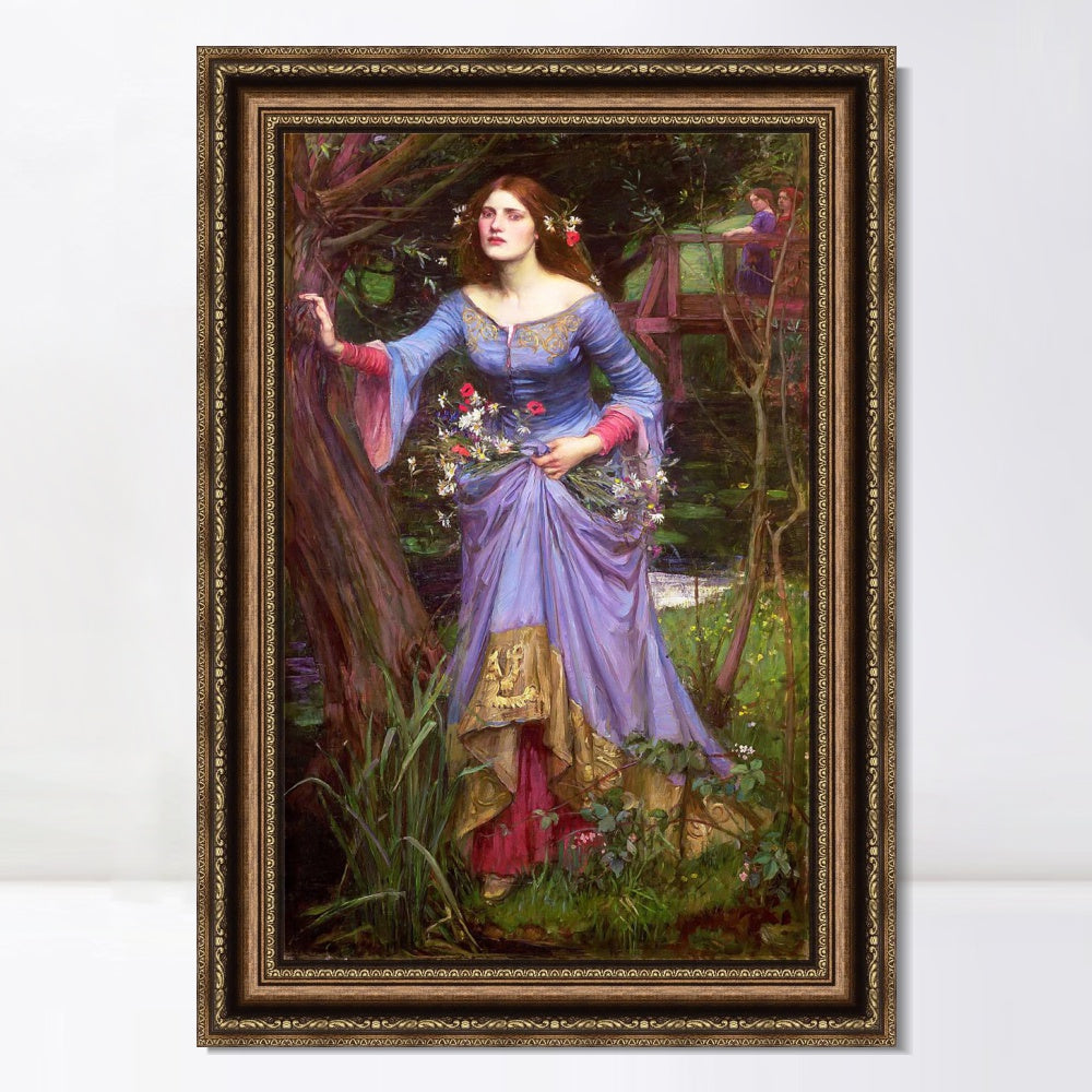 INVIN ART Framed Canvas Art Giclee Print Ophelia by John William Waterhouse Wall Art