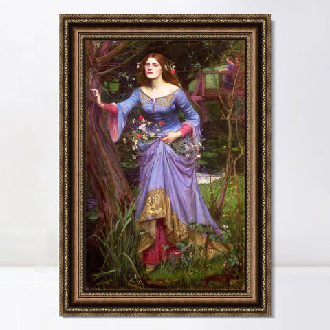 INVIN ART Framed Canvas Art Giclee Print Ophelia by John William Waterhouse Wall Art Living Room Home Office Decorations