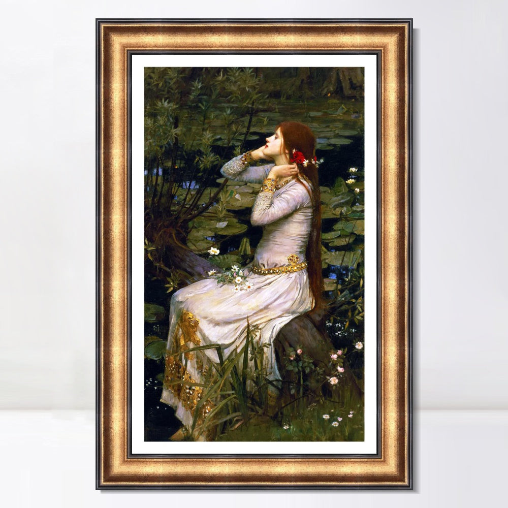 INVIN ART Framed Canvas Art Giclee Print Ophelia 1894 by John William Waterhouse Wall Art