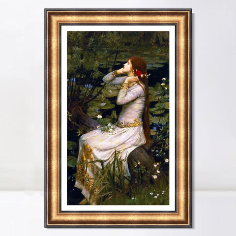INVIN ART Framed Canvas Art Giclee Print Ophelia 1894 by John William Waterhouse Wall Art Living Room Home Office Decorations