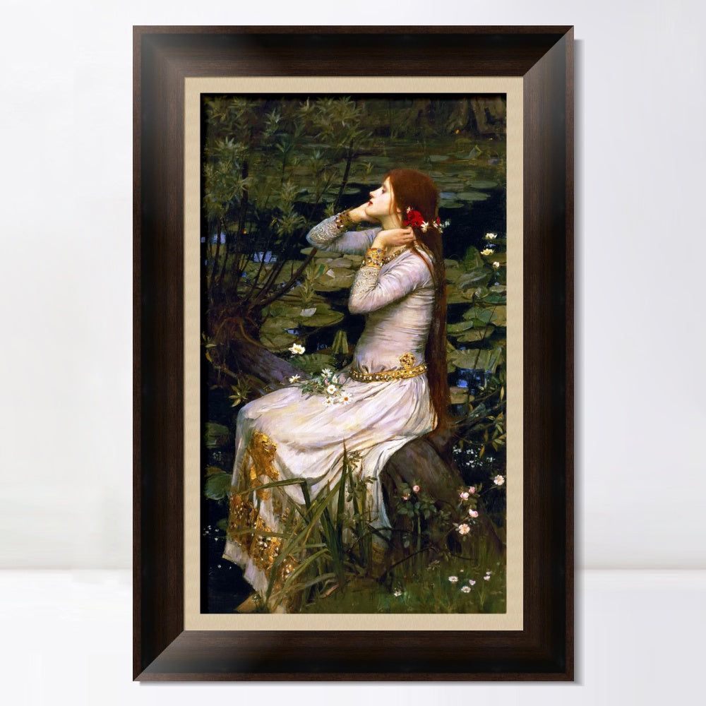 INVIN ART Framed Canvas Art Giclee Print Ophelia 1894 by John William Waterhouse Wall Art