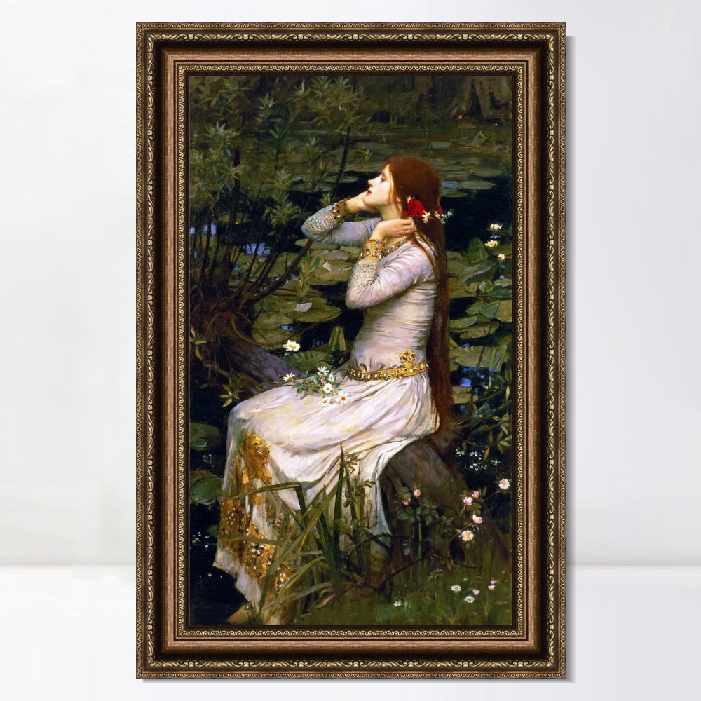 INVIN ART Framed Canvas Art Giclee Print Ophelia 1894 by John William Waterhouse Wall Art