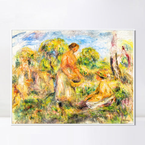 INVIN ART Framed Canvas FEMMES DANS UN PAYSAGE by Pierre Auguste Renoir Wall Art Living Room Home Office Decorations
