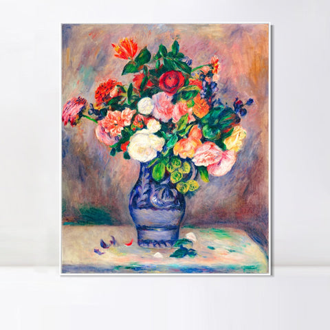 INVIN ART Framed Canvas Flowers in a Vase by Pierre Auguste Renoir Wall Art Living Room Home Office Decorations