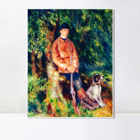 INVIN ART Framed Canvas Portrait of Alfred Bérard with His Dog by Pierre Auguste Renoir Wall Art Living Room Home Office Decorations