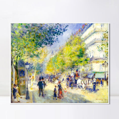 INVIN ART Framed Canvas The Grands Boulevards by Pierre Auguste Renoir Wall Art Living Room Home Office Decorations
