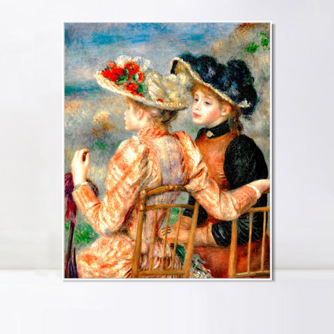 INVIN ART Framed Canvas Two Girls by Pierre Auguste Renoir Wall Art Living Room Home Office Decorations