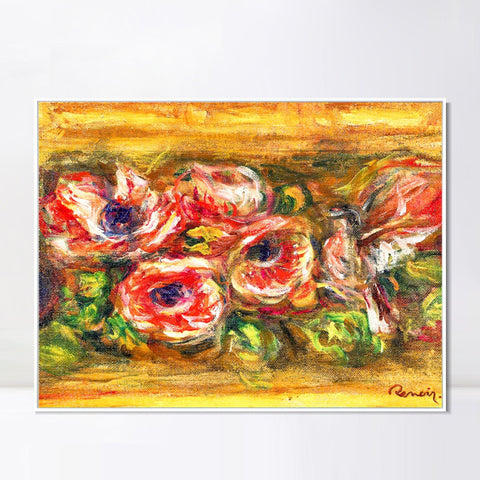 INVIN ART Framed Canvas ANEMONES2 by Pierre Auguste Renoir Wall Art Living Room Home Office Decorations